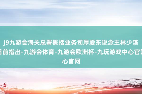 j9九游会海关总署概括业务司厚爱东说念主林少滨日前指出-九游会体育-九游会欧洲杯-九玩游戏中心官网