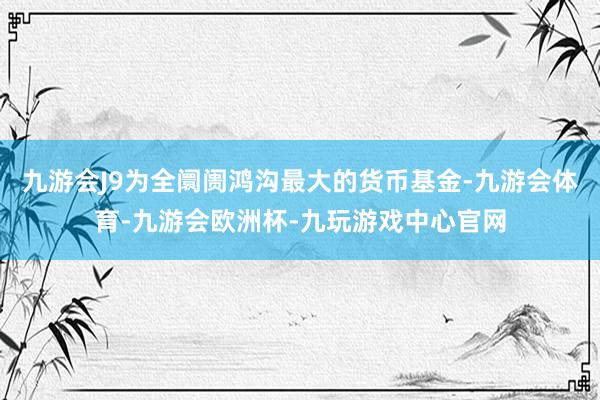 九游会J9为全阛阓鸿沟最大的货币基金-九游会体育-九游会欧洲杯-九玩游戏中心官网